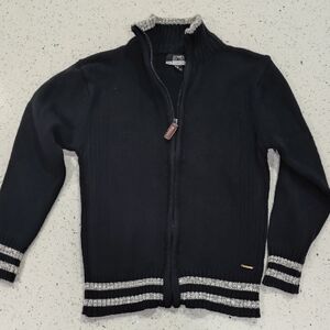 Jones New York Unisex Kids Black Sweater with Gray Trim